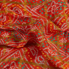 Red Color Chinon Jacquard Digital Printed Fabric