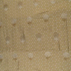 Yellow Color Muslin Print With Embroidered Fabric