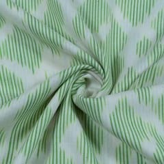 LIGHT GREEN WITH  WHITE IKAT fabric
