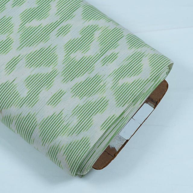 LIGHT GREEN WITH  WHITE IKAT fabric