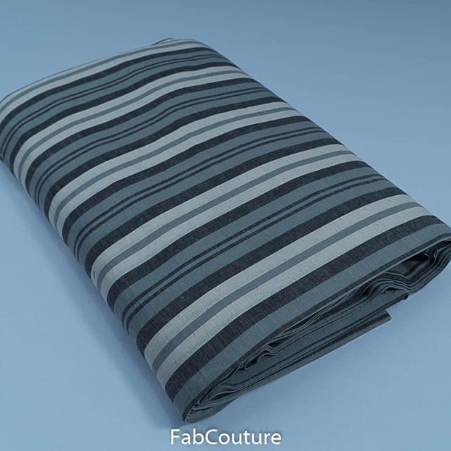 Grey Colour Cotton Rayon Multi Color Stripes (70Cm Piece)