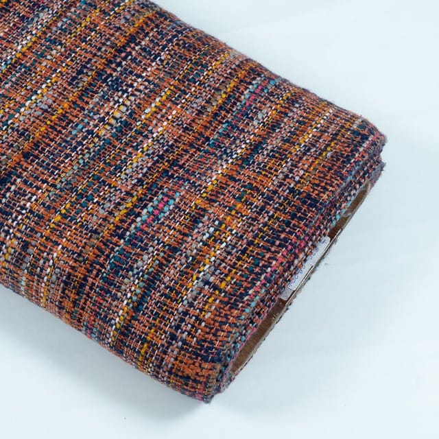 RED WITH MULTICOLOR STRIPES JACQUARD fabric
