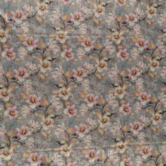 Grey Color Georgette Foil Printed Fabric