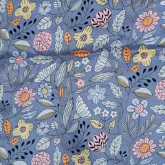 Light Blue Color Crepe Printed Fabric