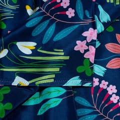 Blue Color Crepe Printed Fabric
