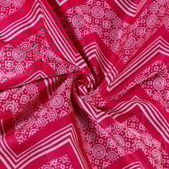 Majenta Color Mashru Silk Ajrakh Printed Fabric
