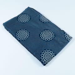 Blue Color Mashru Silk Ajrakh Printed Fabric