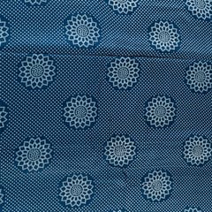 Blue Color Mashru Silk Ajrakh Printed Fabric