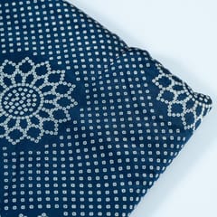 Blue Color Mashru Silk Ajrakh Printed Fabric
