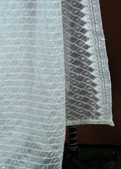 White Dyeble Organza Embroidered Dupatta