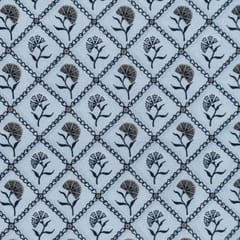Grey Color Raw Silk Digital Printed Fabric