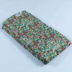 White Color Dola Silk Digital Printed Fabric