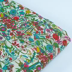 White Color Dola Silk Digital Printed Fabric