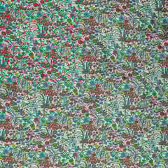 White Color Dola Silk Digital Printed Fabric