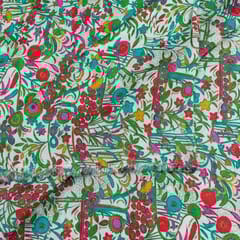White Color Dola Silk Digital Printed Fabric