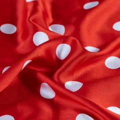 Red Color Zara Satin Printed Fabric