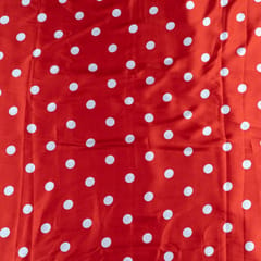 Red Color Zara Satin Printed Fabric