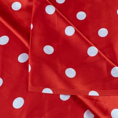 Red Color Zara Satin Printed Fabric
