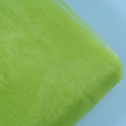 Parrot Green Color Poly Organza fabric
