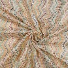 Lemon Color Georgette Embroidered Fabric