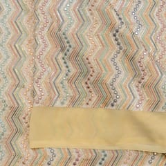 Lemon Color Georgette Embroidered Fabric