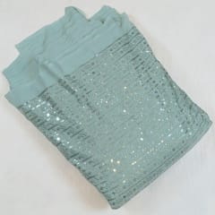 Sky Blue Color Georgette Embroidered Fabric