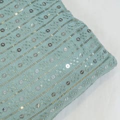 Sky Blue Color Georgette Embroidered Fabric