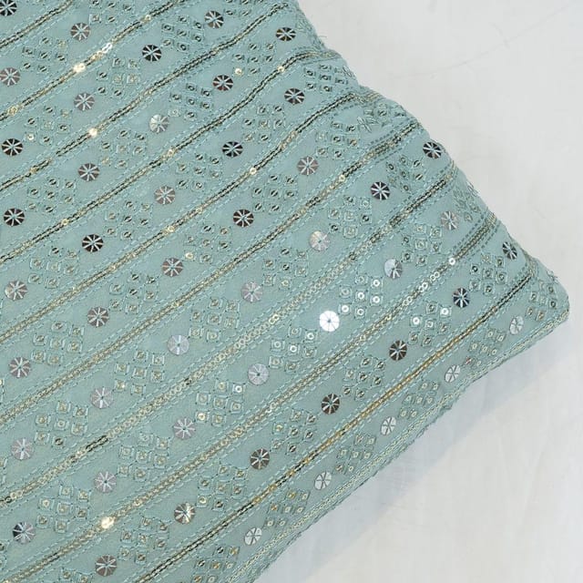 Sky Blue Color Georgette Embroidered Fabric