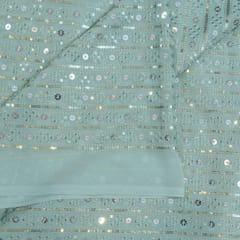 Sky Blue Color Georgette Embroidered Fabric