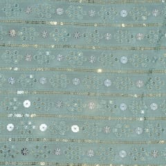 Sky Blue Color Georgette Embroidered Fabric