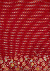Red Color Georgette Embroidered Fabric