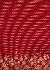 Red Color Georgette Embroidered Fabric