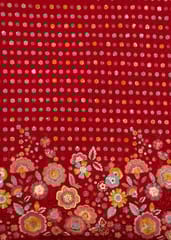 Red Color Georgette Embroidered Fabric