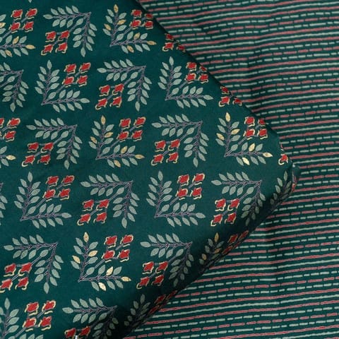 Green Color Modal Chanderi Print Set