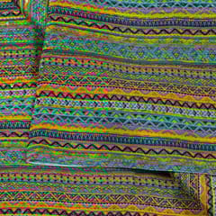 Multi Color Chinon Digital Print with Embroidery Fabric(90Cm Piece)