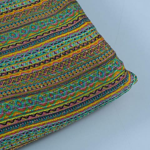 Multi Color Chinon Digital Print with Embroidery Fabric(90Cm Piece)