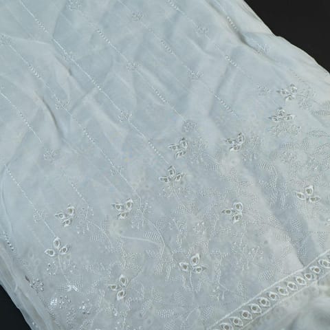 Dyeable Organza Thread Embroidered Fabric