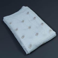 White Dyeable Crepe Embroidered Fabric (1.80Meter Piece)