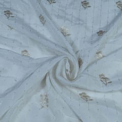 White Dyeable Crepe Embroidered Fabric (1.80Meter Piece)