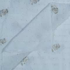 White Dyeable Crepe Embroidered Fabric (1.80Meter Piece)