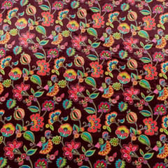 Brown Color Velvet Digital Printed Fabric
