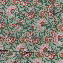 Sage Green Color Dola Silk Digital Printed Fabric