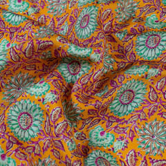 Haldi Color Dola Silk Digital Printed Fabric