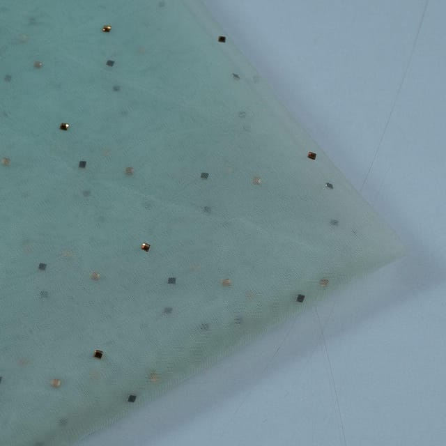 Powder Blue Color Net Embroidered Fabric(80Cm Piece)
