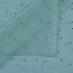 Powder Blue Color Net Embroidered Fabric(80Cm Piece)