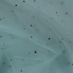 Powder Blue Color Net Embroidered Fabric(80Cm Piece)