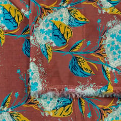Rust Color Habutai Silk Printed Fabric