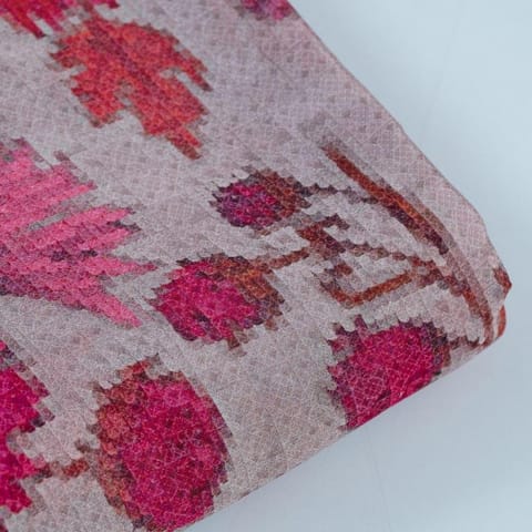 Beige Color Pure Chinon Chiffon Digital Printed Fabric