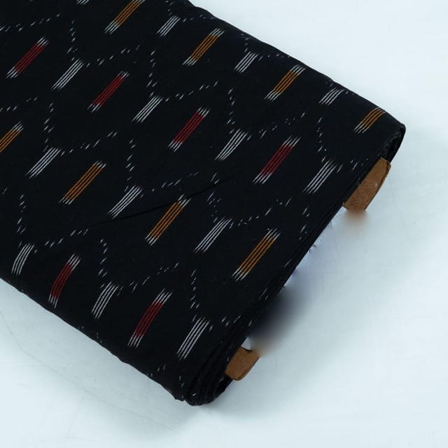 Black with Red Ikat Fabric