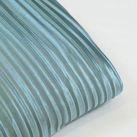 Firozi Color Satin Lycra Pleated Fabric